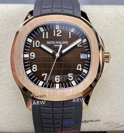 3K Factory Clone Patek Philippe Aquanaut Rose Gold Brown Dial Watch 